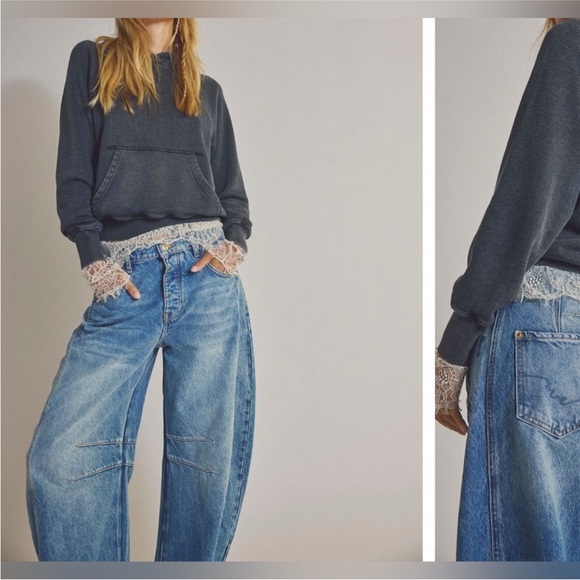 NWOT Free People We The Free Good Luck Mid-Rise Barrel Jeans ultra high beam 26 - Picture 9 of 16